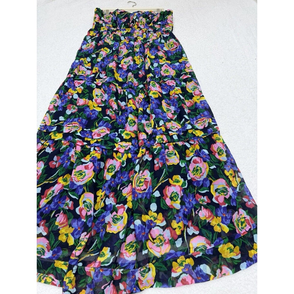 Anthropologie Maxi Dress Blue Floral Somerset Strapless Preppy Vacay Large NWT - Picture 2 of 12